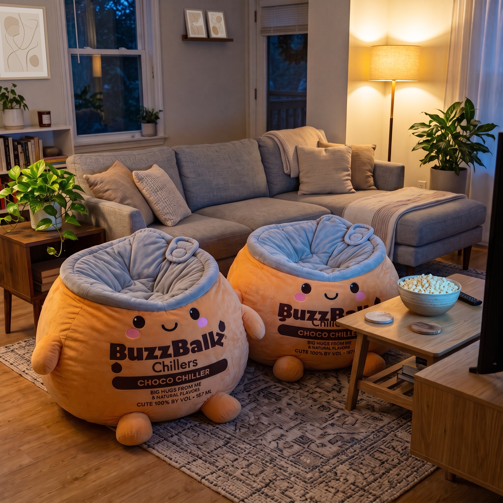 Two Choco Chiller bean bags in a living room